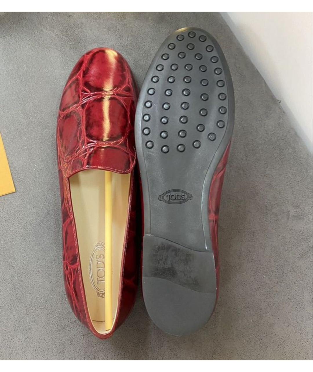 TOD'S Бордовые кожаные лоферы, фото 3