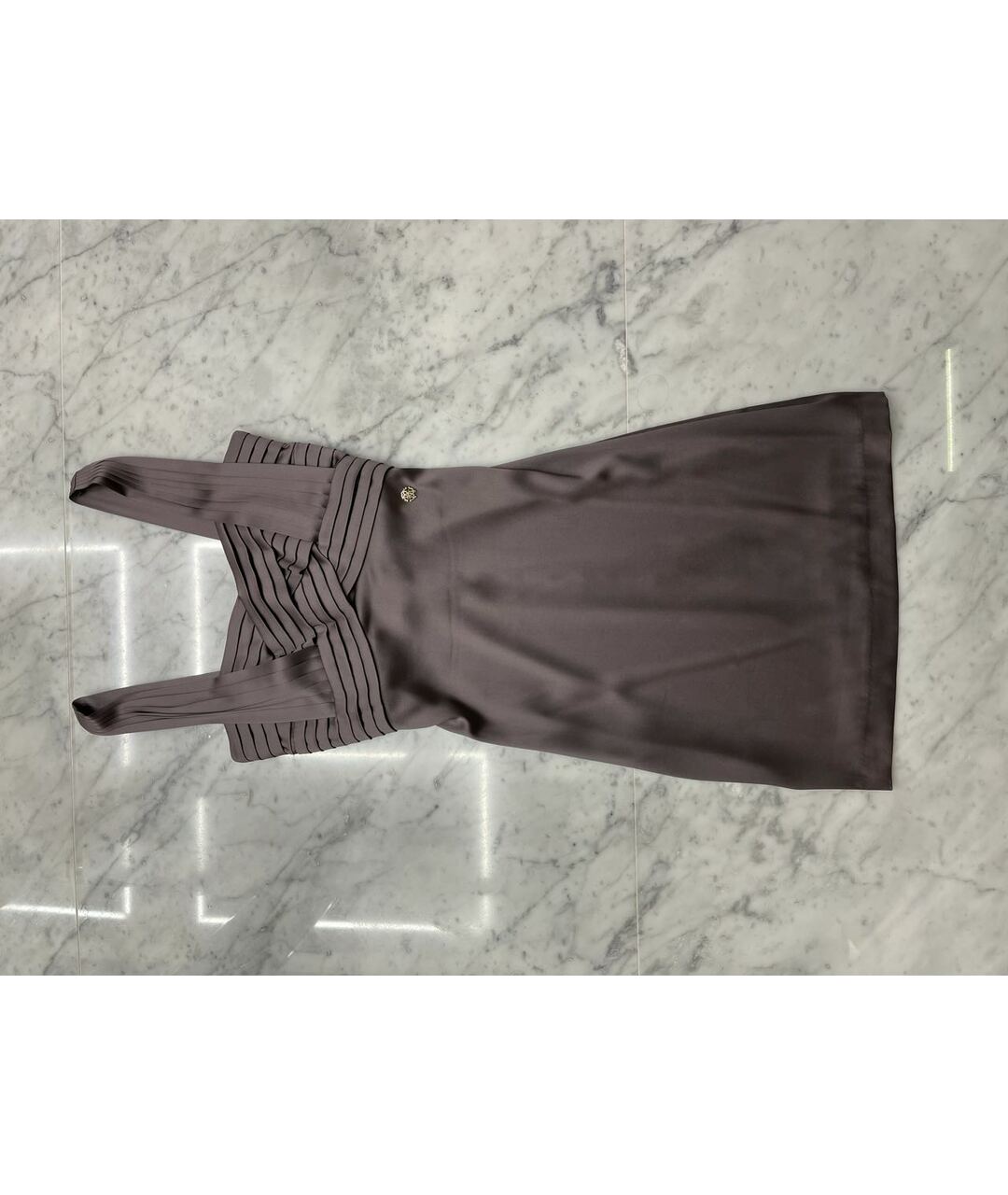 ROBERTO CAVALLI Коричневое шелковое коктейльное платье, фото 6