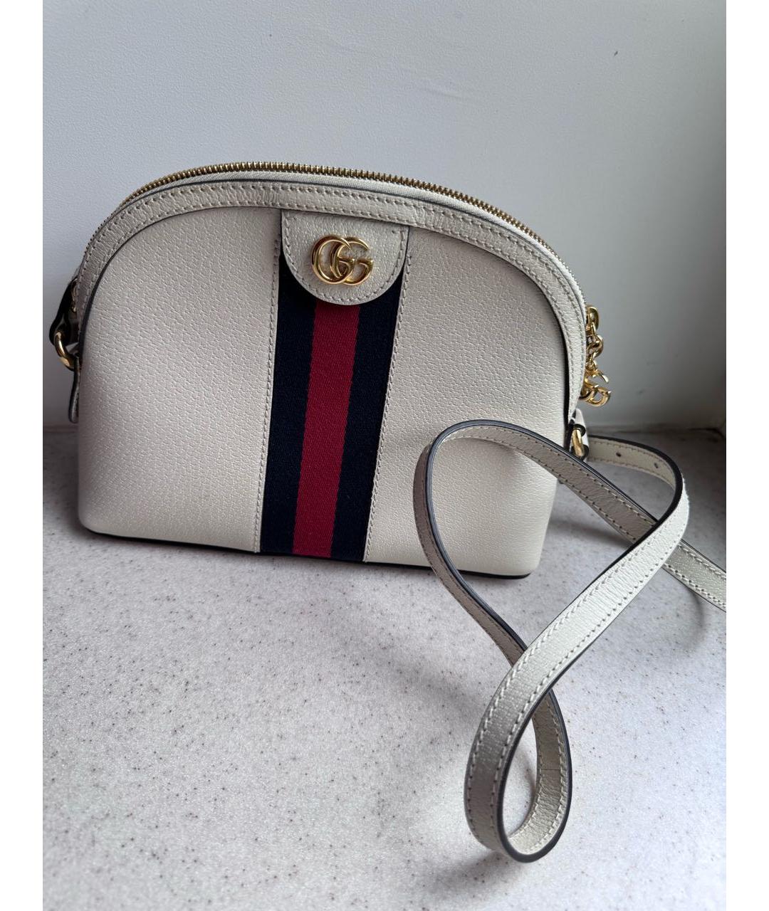 GUCCI Белая кожаная сумка через плечо, фото 6