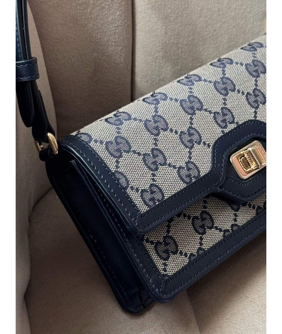 GUCCI Темно-синяя кожаная сумка с короткими ручками, фото 2