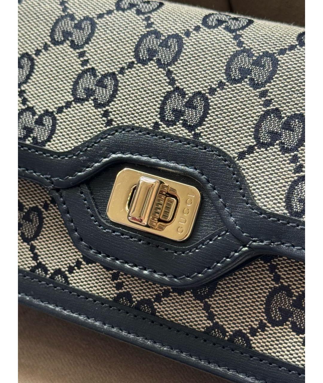 GUCCI Темно-синяя кожаная сумка с короткими ручками, фото 5