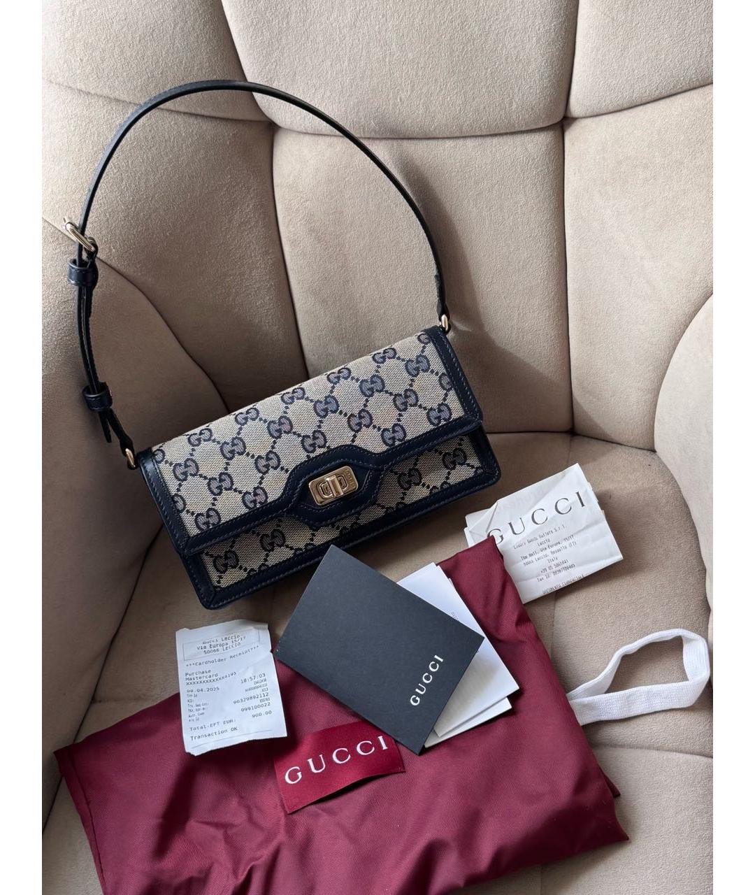 GUCCI Темно-синяя кожаная сумка с короткими ручками, фото 9