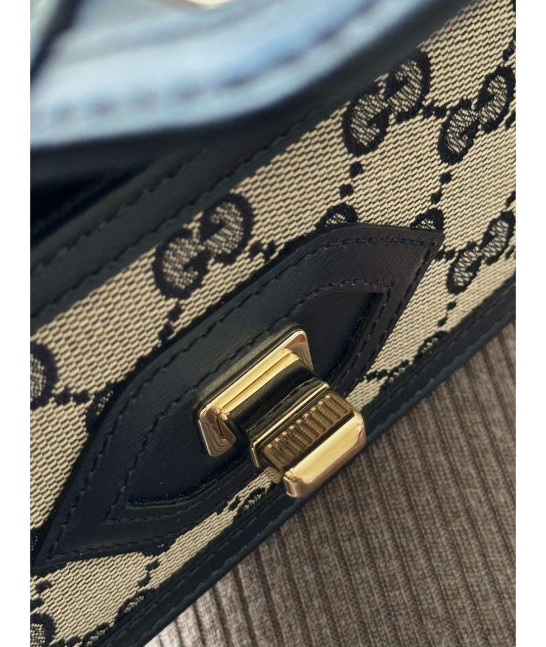 GUCCI Темно-синяя кожаная сумка с короткими ручками, фото 4