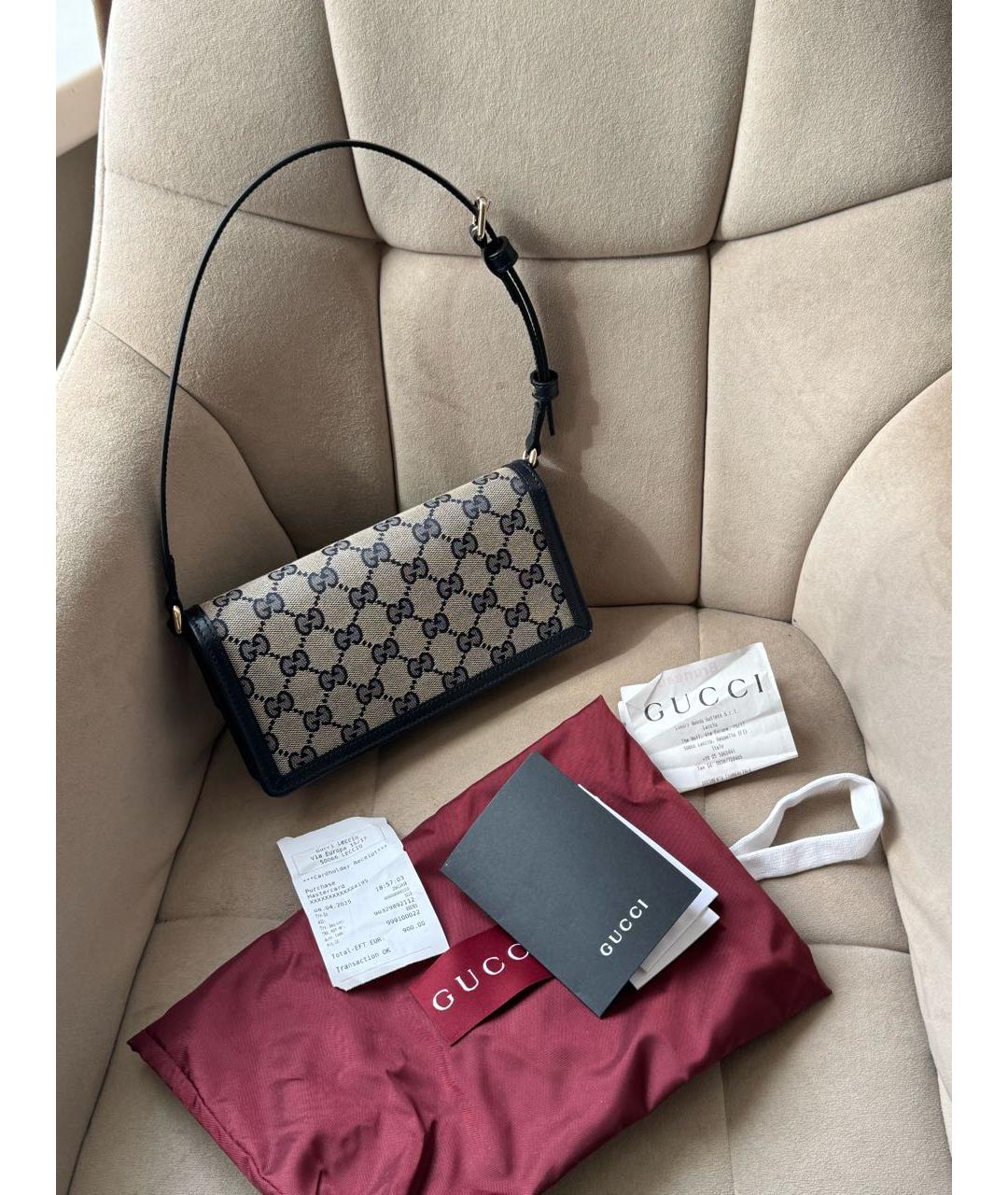 GUCCI Темно-синяя кожаная сумка с короткими ручками, фото 3