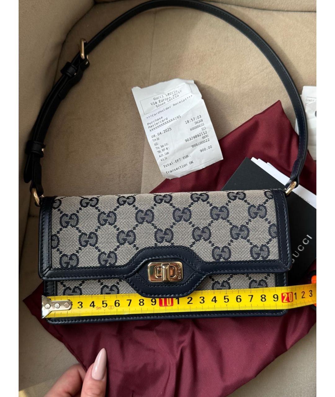 GUCCI Темно-синяя кожаная сумка с короткими ручками, фото 7