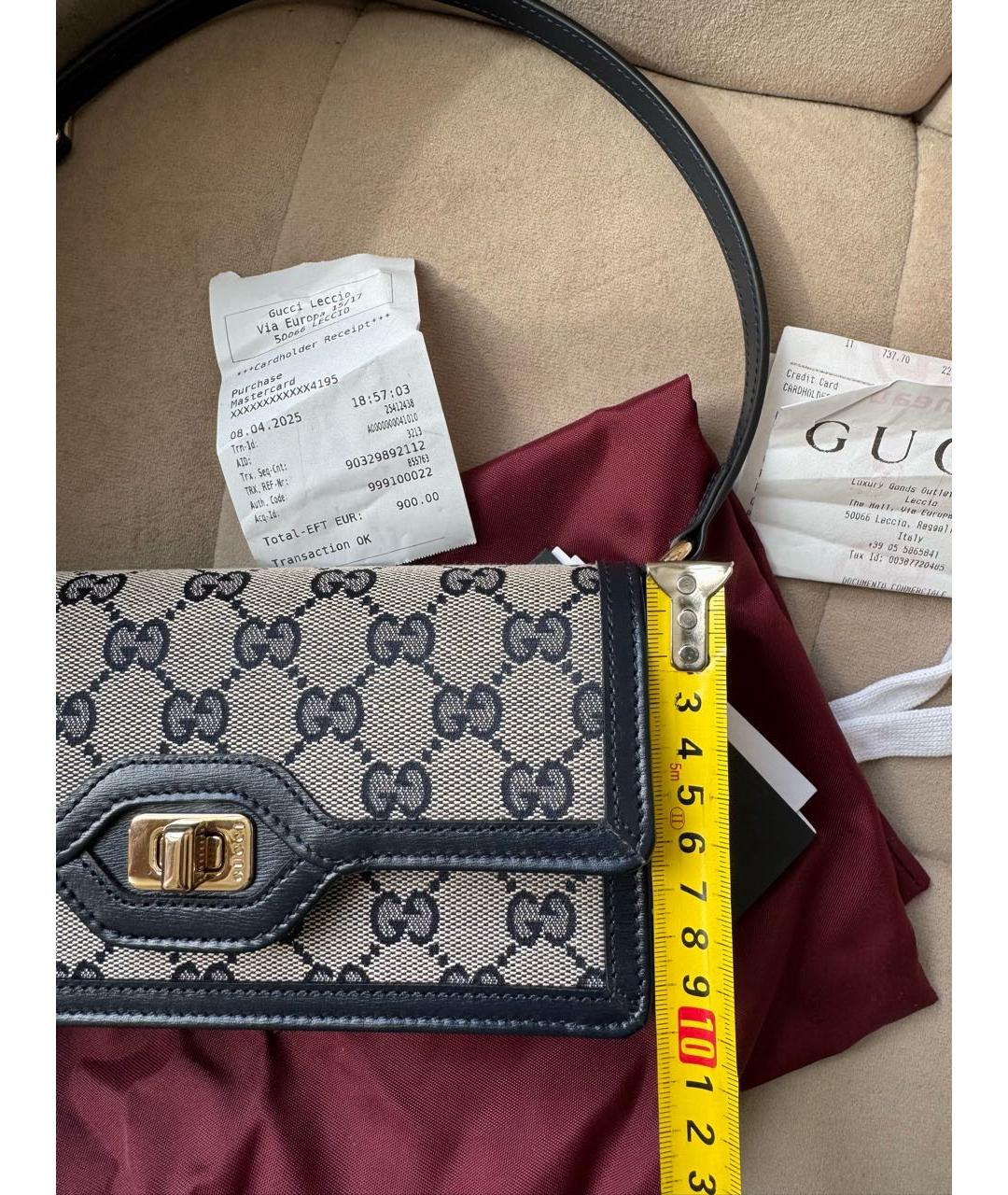 GUCCI Темно-синяя кожаная сумка с короткими ручками, фото 8