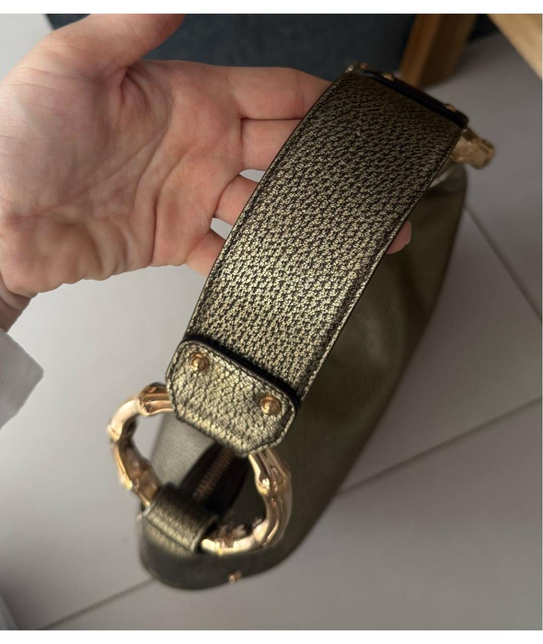 GUCCI Золотая кожаная сумка с короткими ручками, фото 6