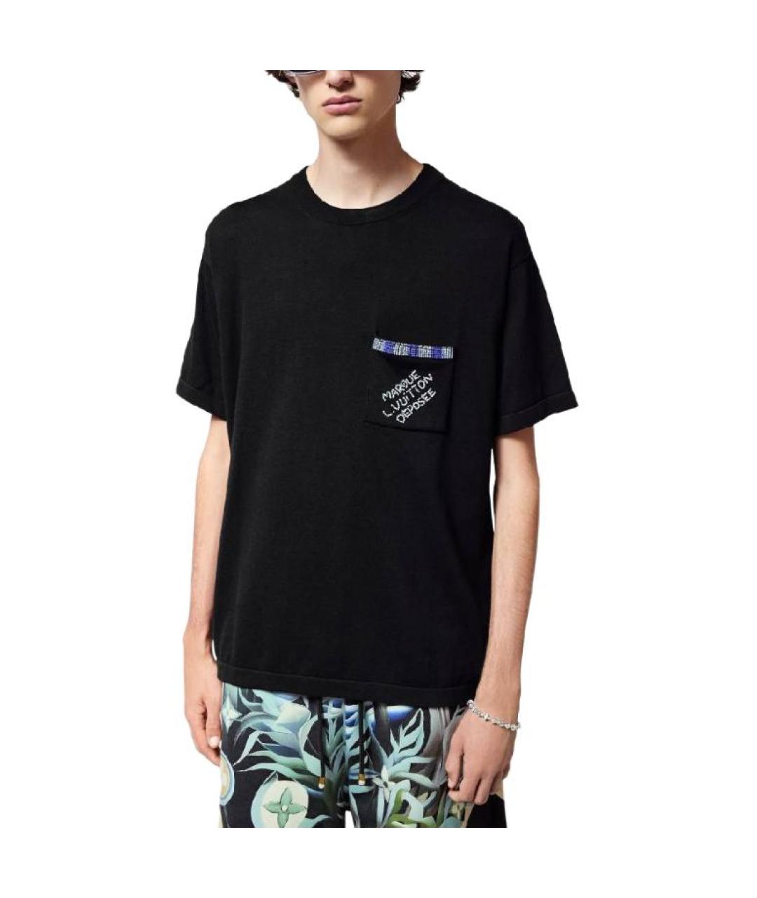 LOUIS VUITTON Черная хлопковая футболка, фото 5