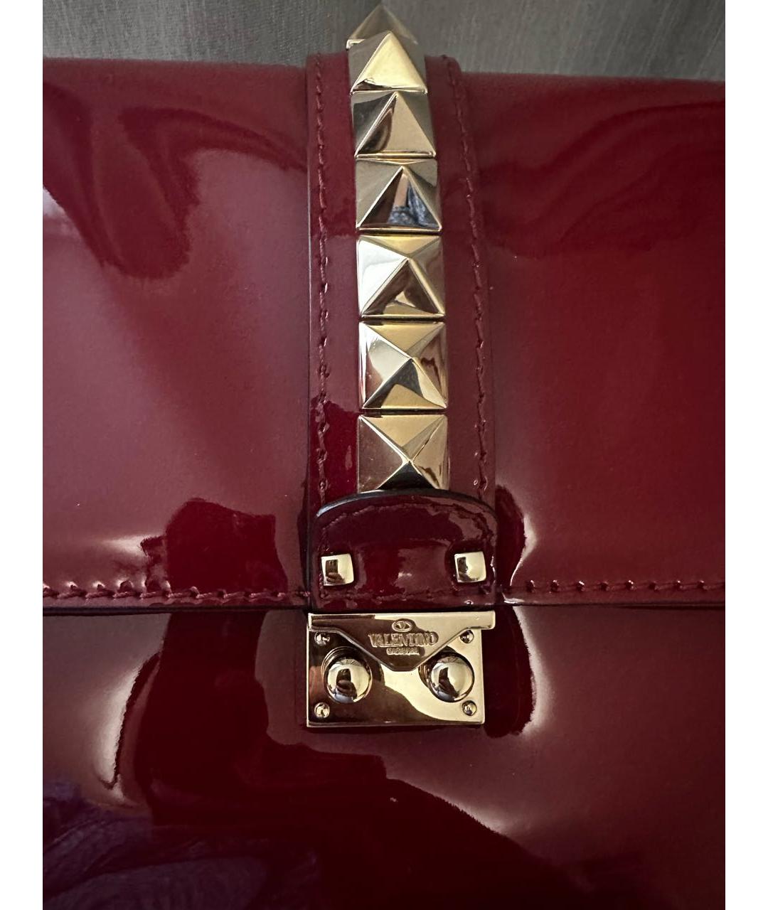 VALENTINO Бордовая кожаная сумка тоут, фото 7