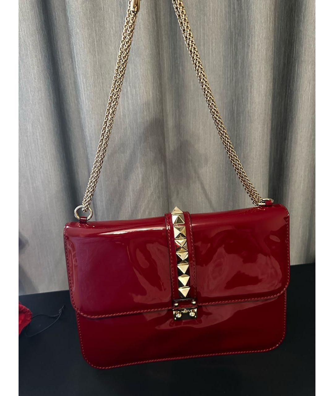 VALENTINO Бордовая кожаная сумка тоут, фото 3