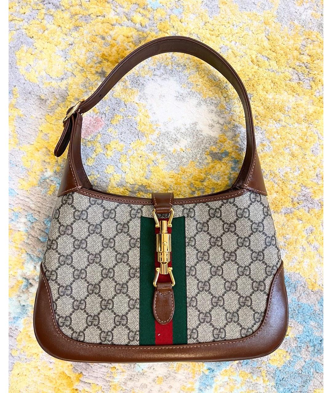GUCCI Бежевая кожаная сумка с короткими ручками, фото 2