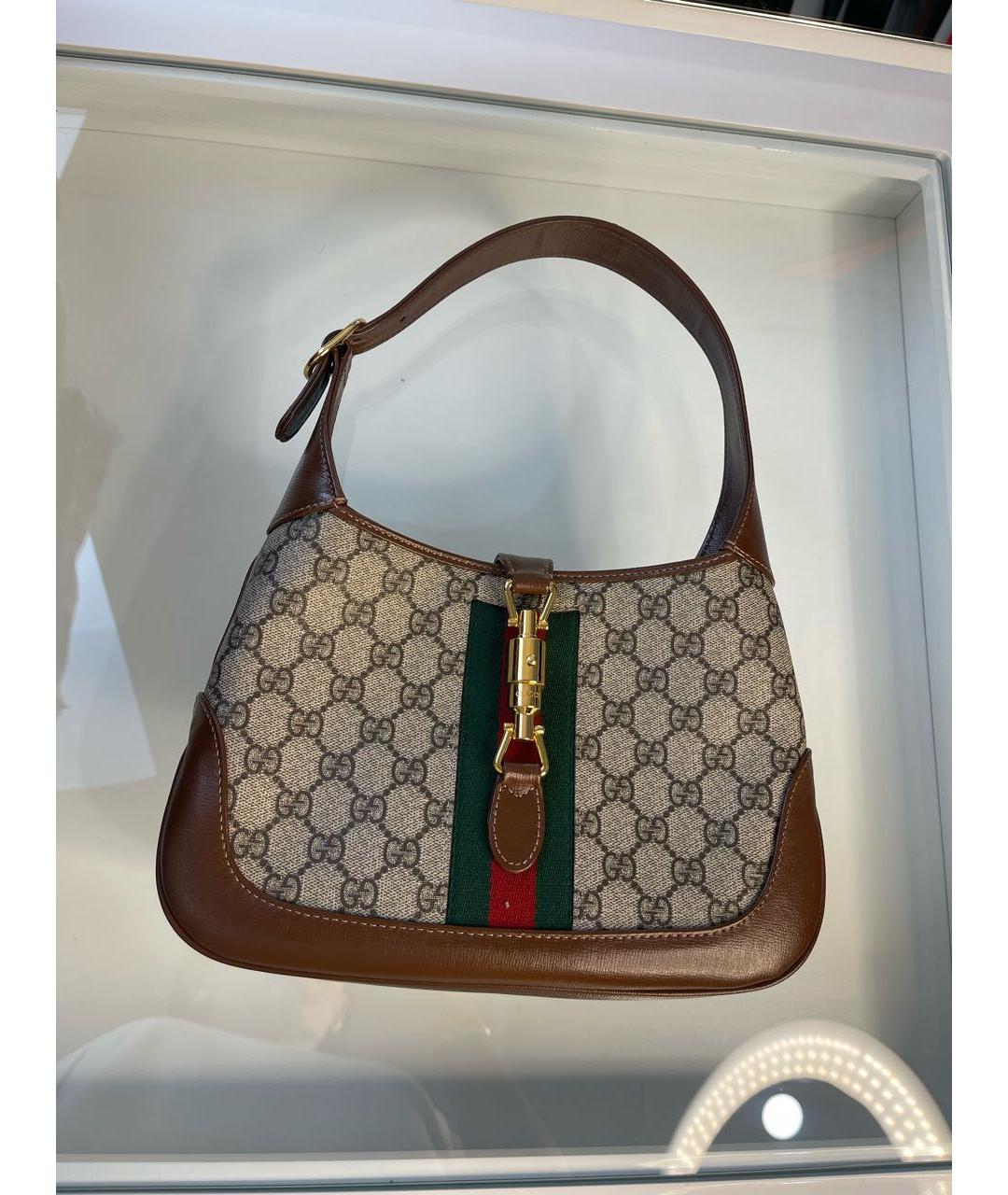 GUCCI Бежевая кожаная сумка с короткими ручками, фото 7
