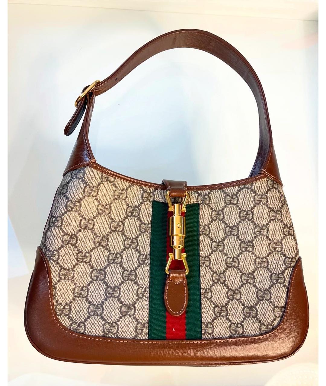 GUCCI Бежевая кожаная сумка с короткими ручками, фото 9