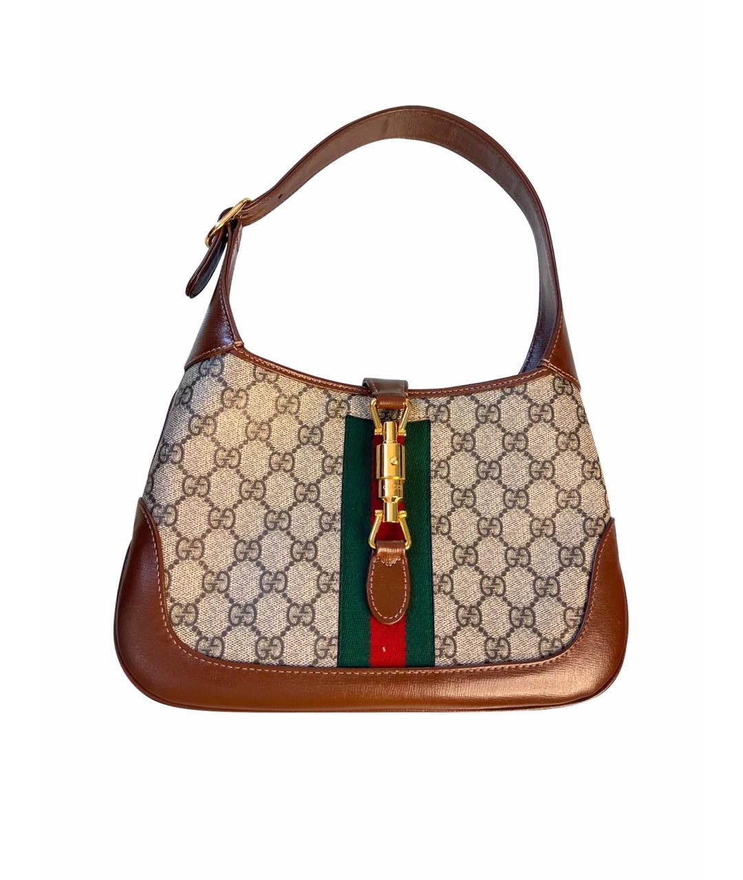GUCCI Бежевая кожаная сумка с короткими ручками, фото 1