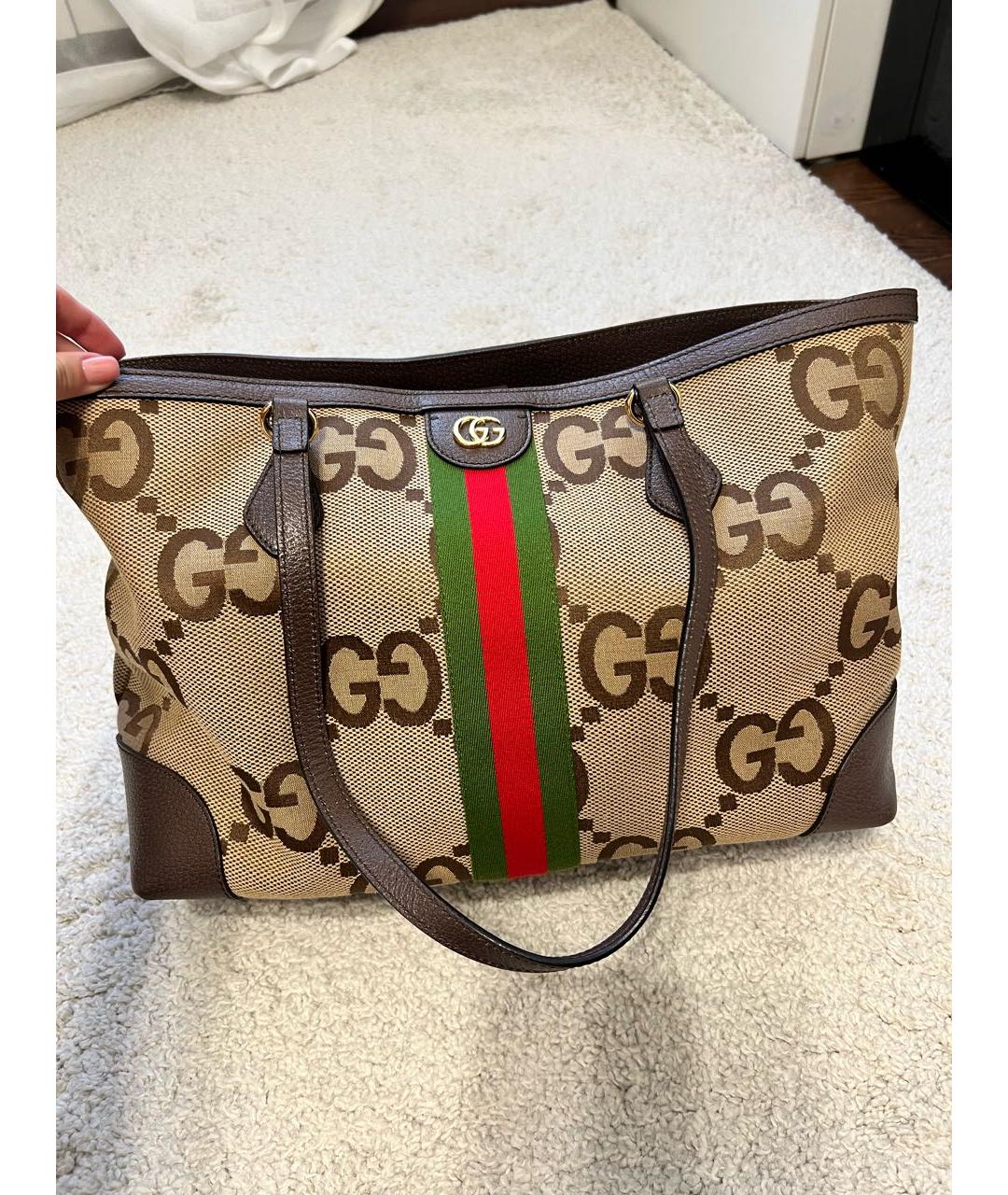 GUCCI Бежевая тканевая сумка тоут, фото 3