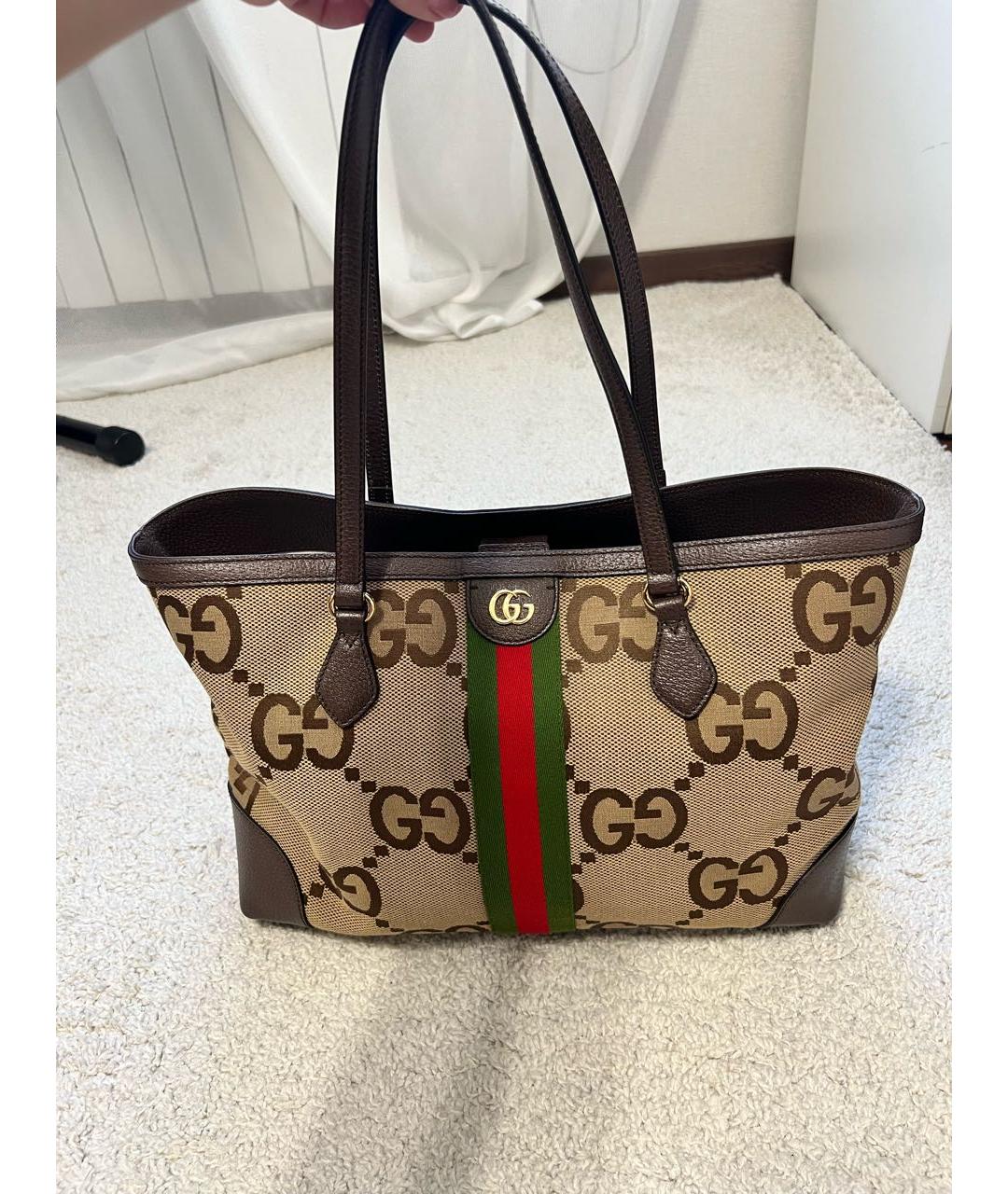 GUCCI Бежевая тканевая сумка тоут, фото 7