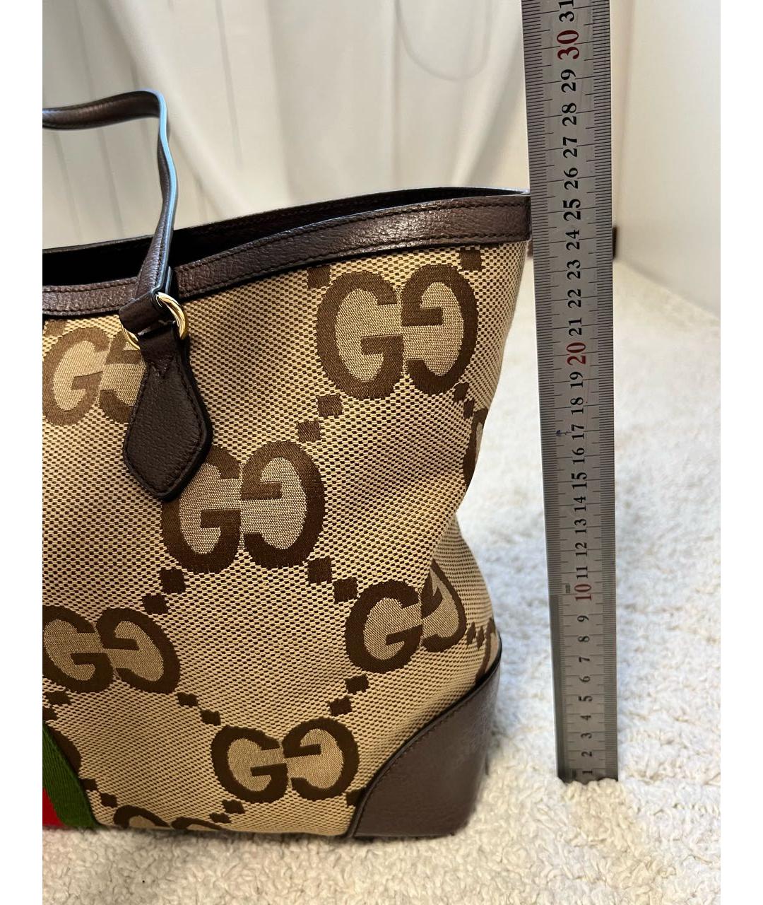 GUCCI Бежевая тканевая сумка тоут, фото 6