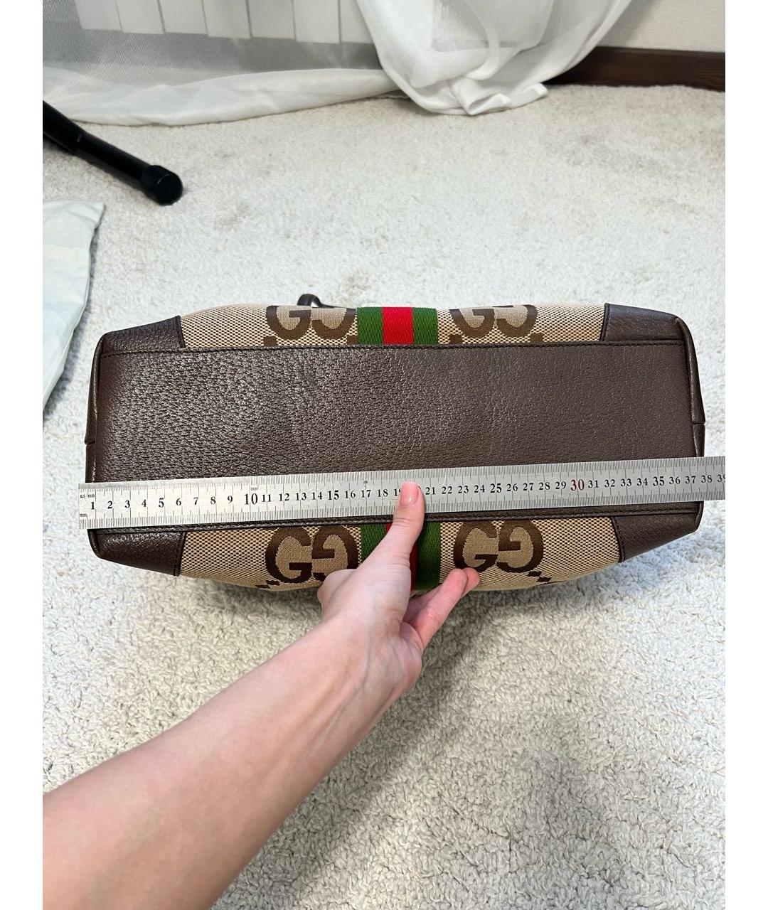 GUCCI Бежевая тканевая сумка тоут, фото 5