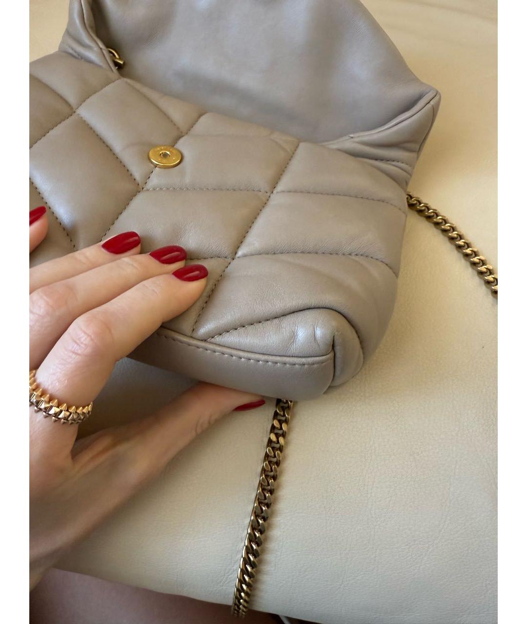 SAINT LAURENT Бежевая кожаная сумка через плечо, фото 2