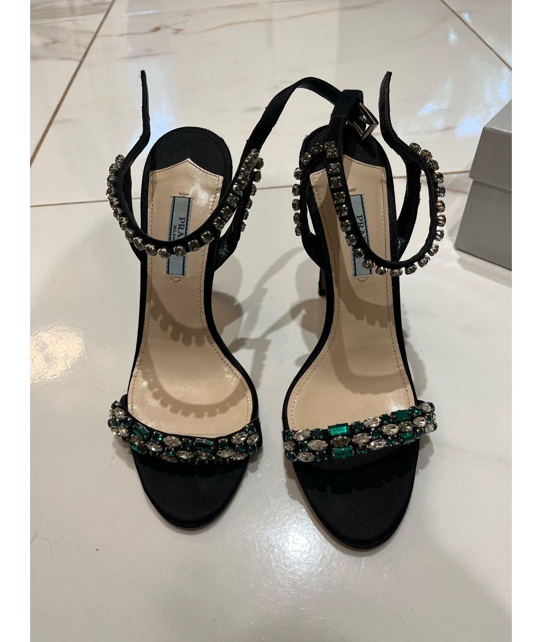 PRADA Черные бархатные босоножки, фото 2