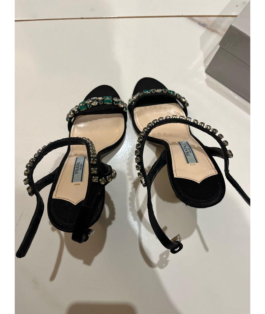 PRADA Черные бархатные босоножки, фото 3