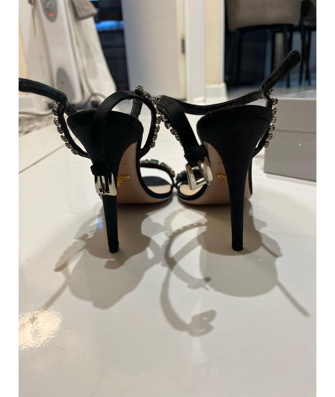 PRADA Черные бархатные босоножки, фото 4