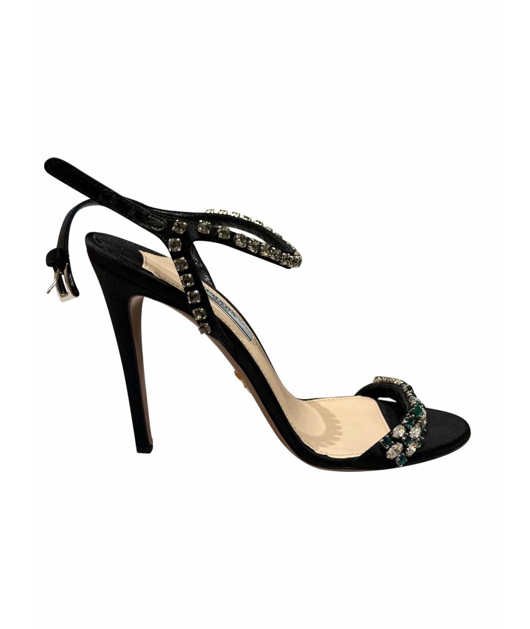 PRADA Черные бархатные босоножки, фото 1