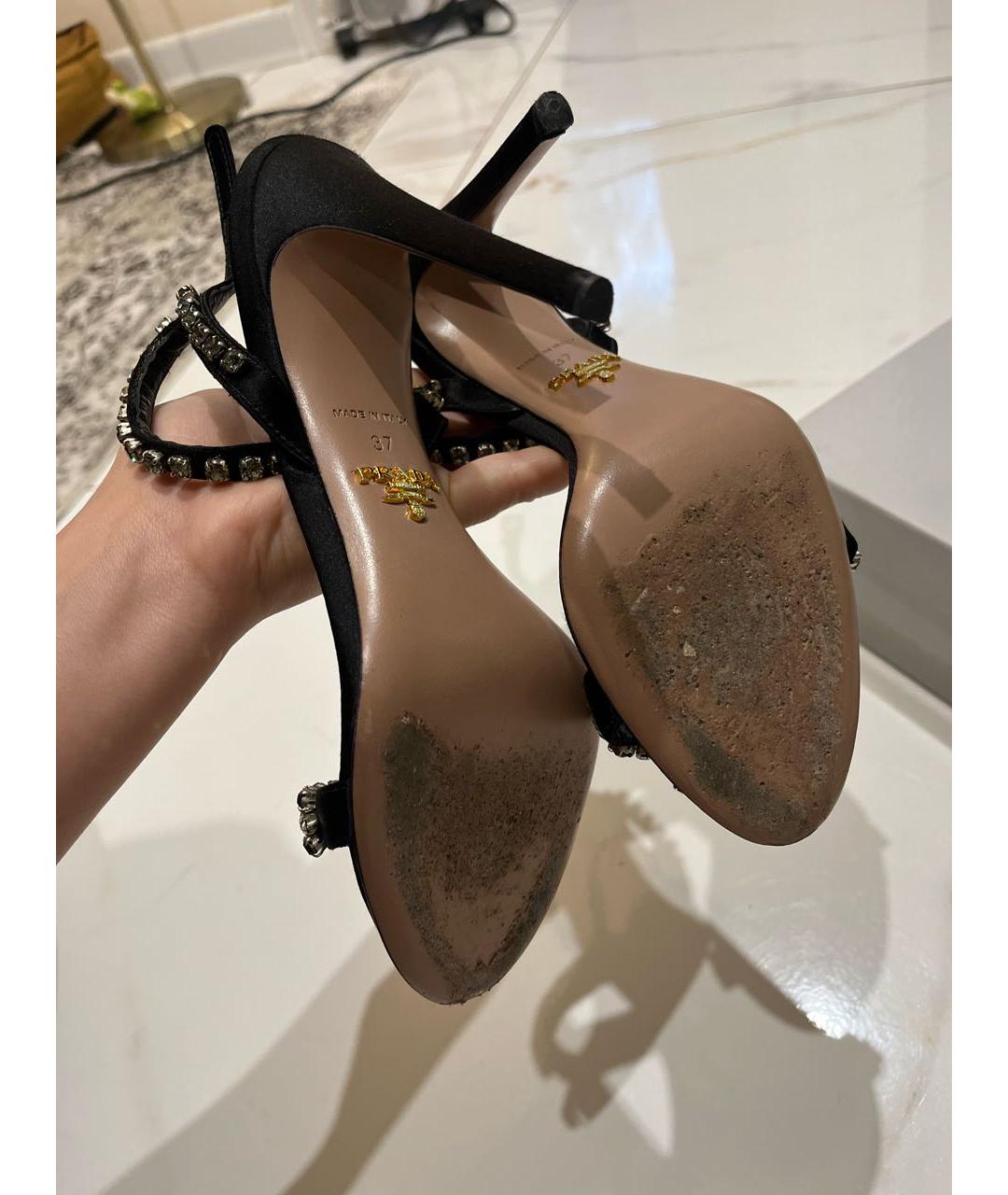 PRADA Черные бархатные босоножки, фото 5