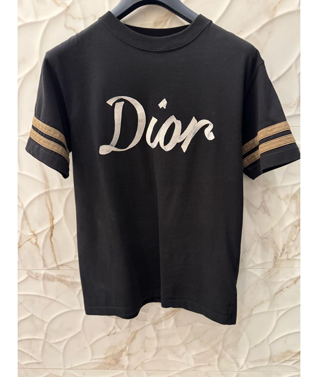 CHRISTIAN DIOR Черная хлопковая футболка, фото 2