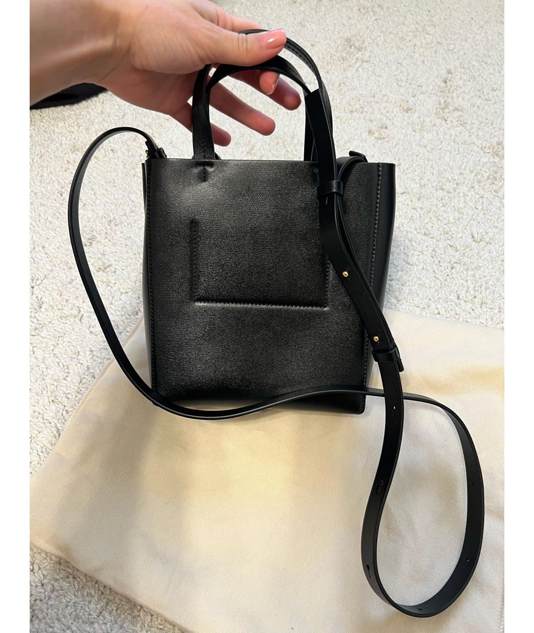 JIL SANDER Черная кожаная сумка с короткими ручками, фото 2