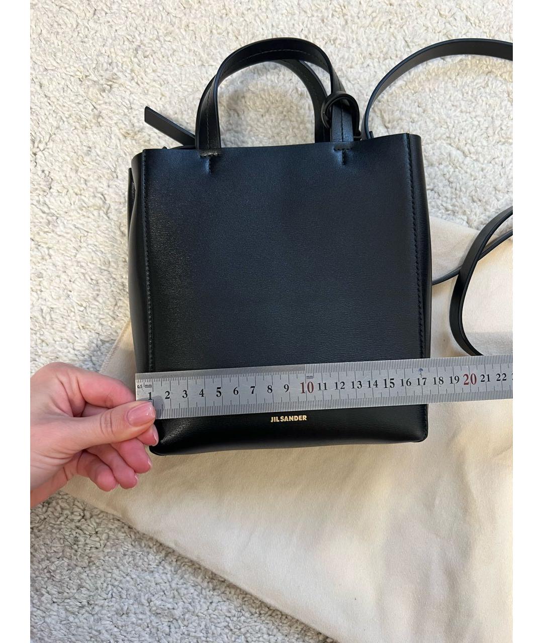JIL SANDER Черная кожаная сумка с короткими ручками, фото 4