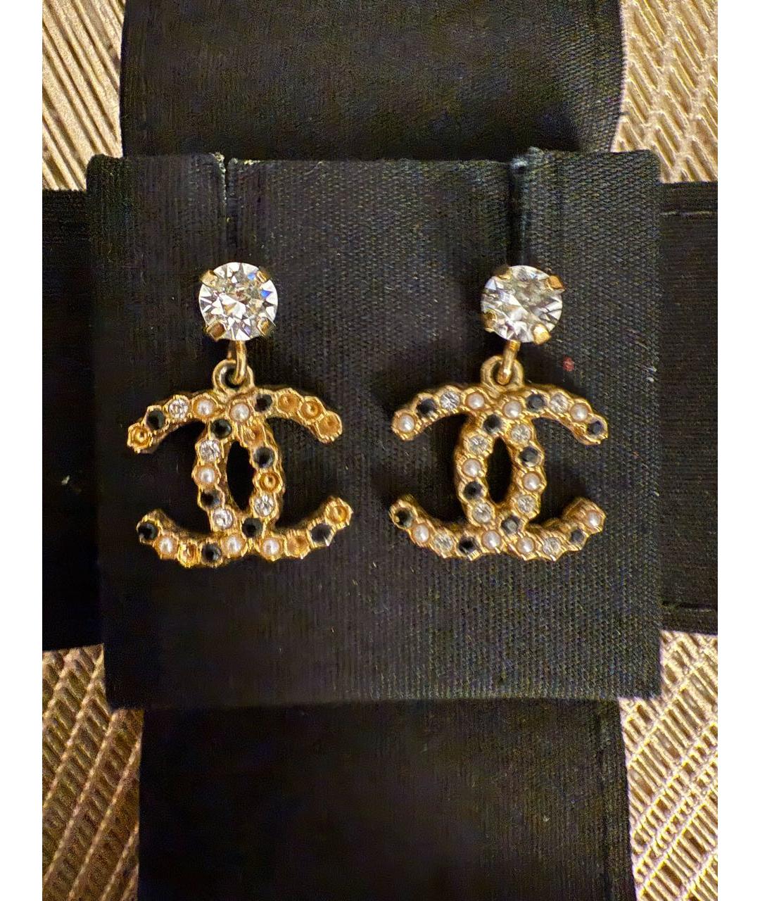 CHANEL Золотые латунные серьги, фото 3