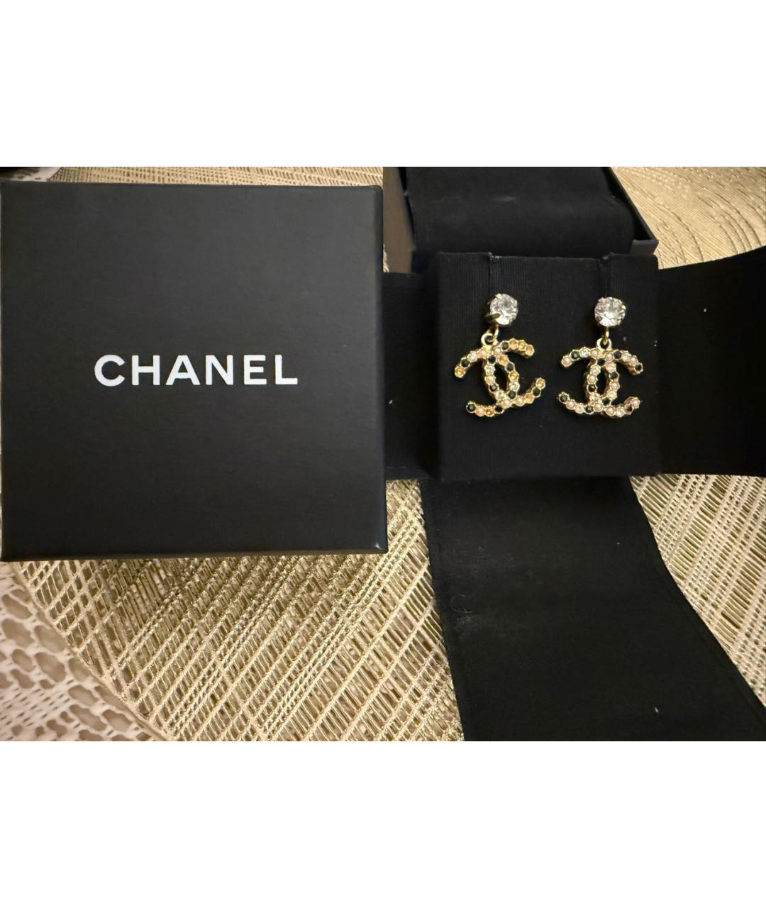 CHANEL Золотые латунные серьги, фото 2