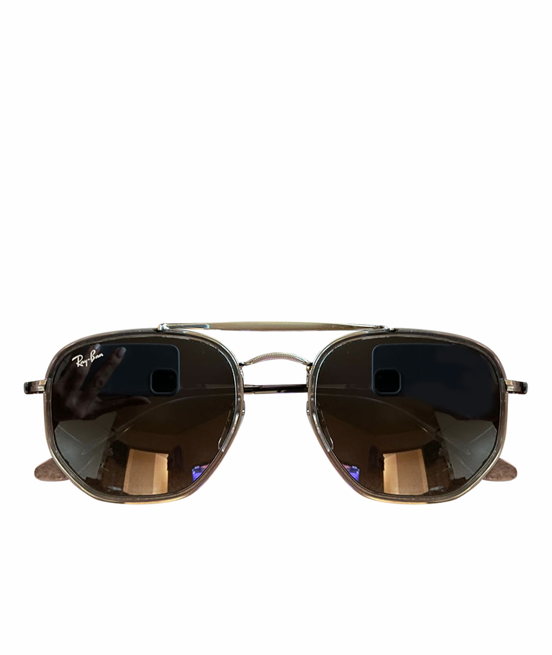 RAY BAN Серые металлические солнцезащитные очки, фото 1