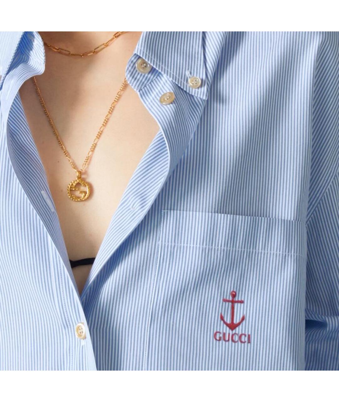 GUCCI Голубая хлопковая рубашка, фото 3