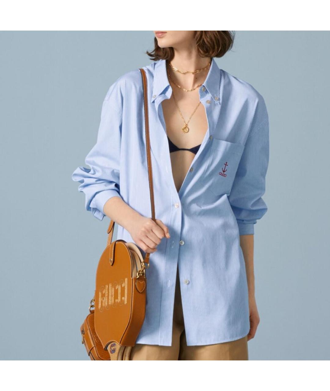 GUCCI Голубая хлопковая рубашка, фото 4