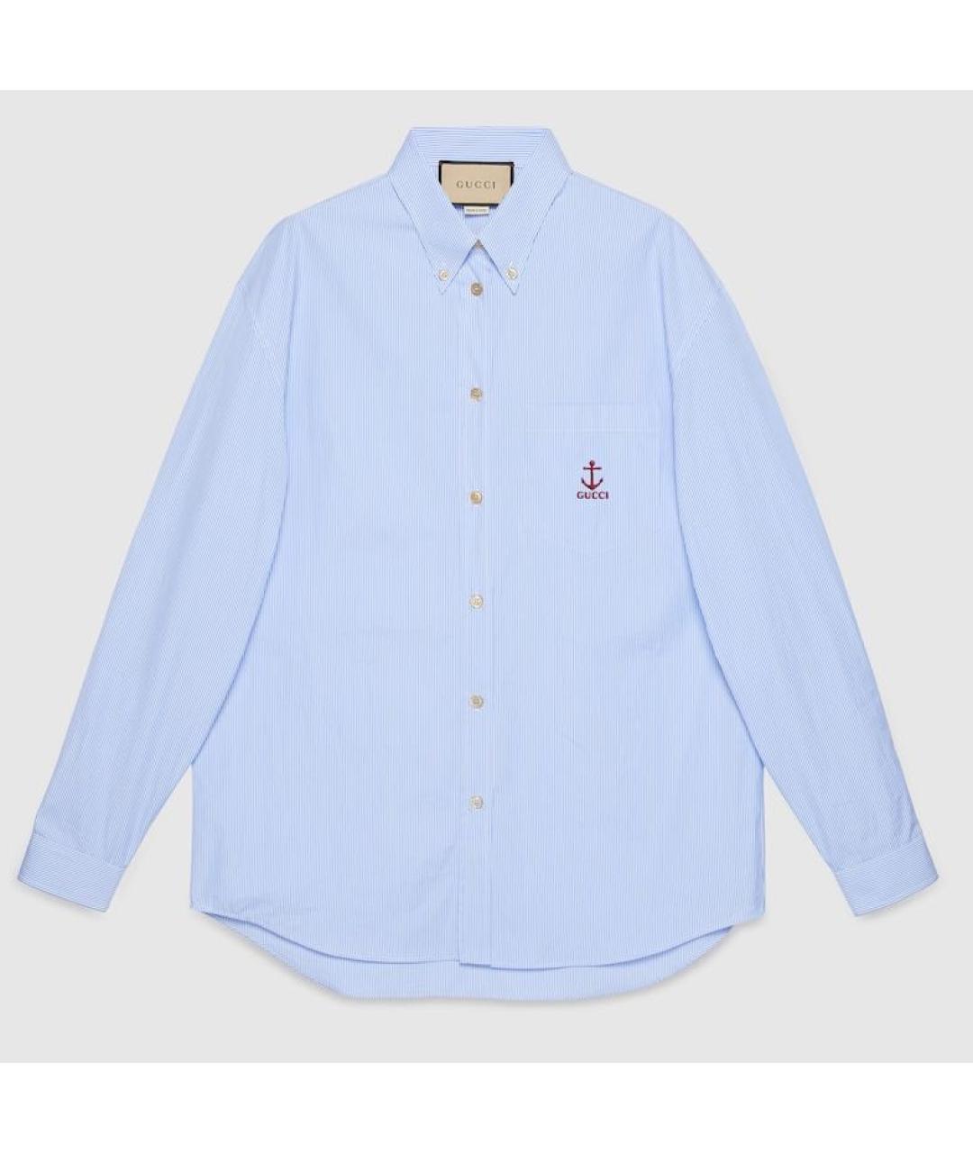 GUCCI Голубая хлопковая рубашка, фото 9