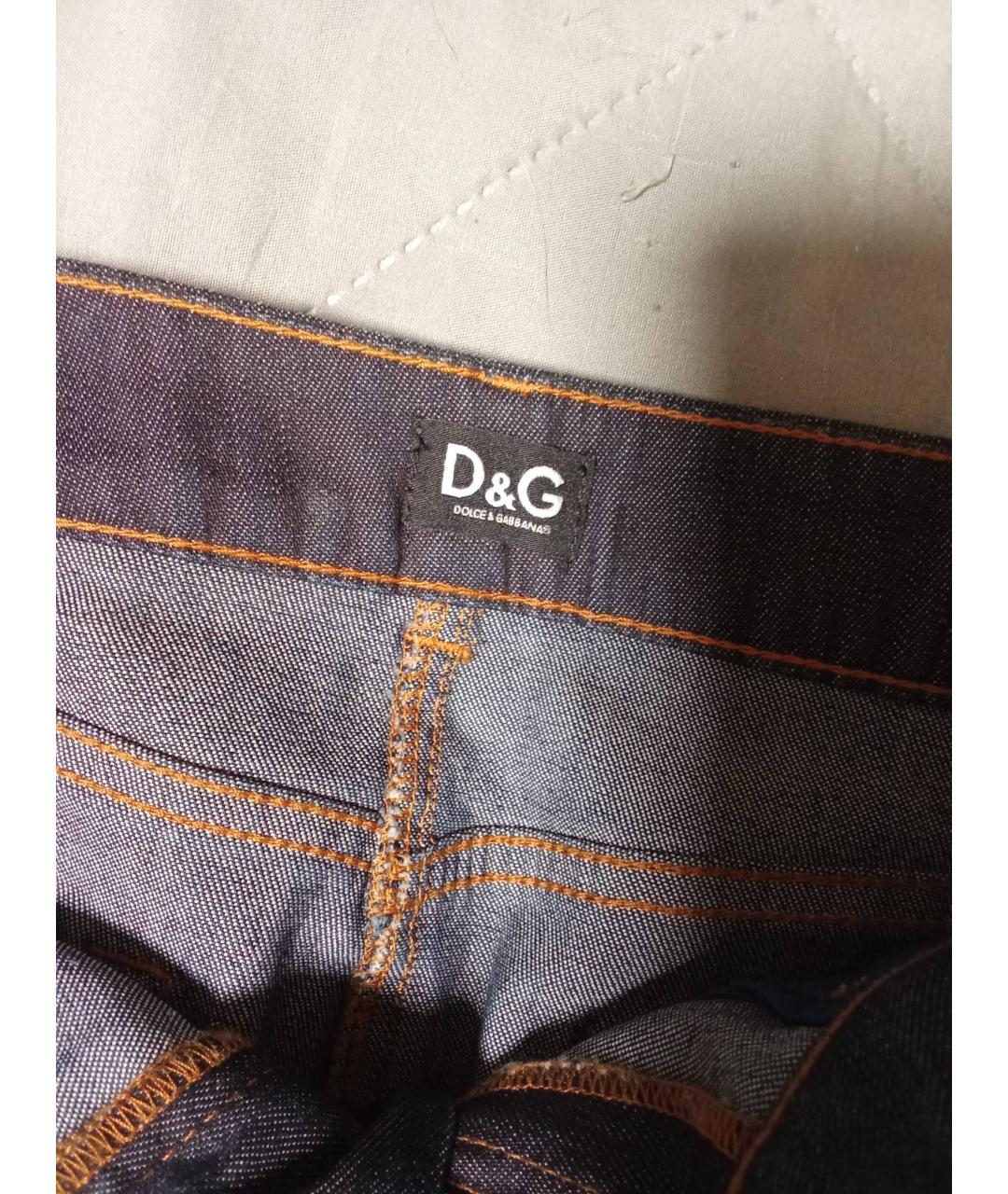 DOLCE&GABBANA Темно-синяя хлопко-эластановая юбка мини, фото 3
