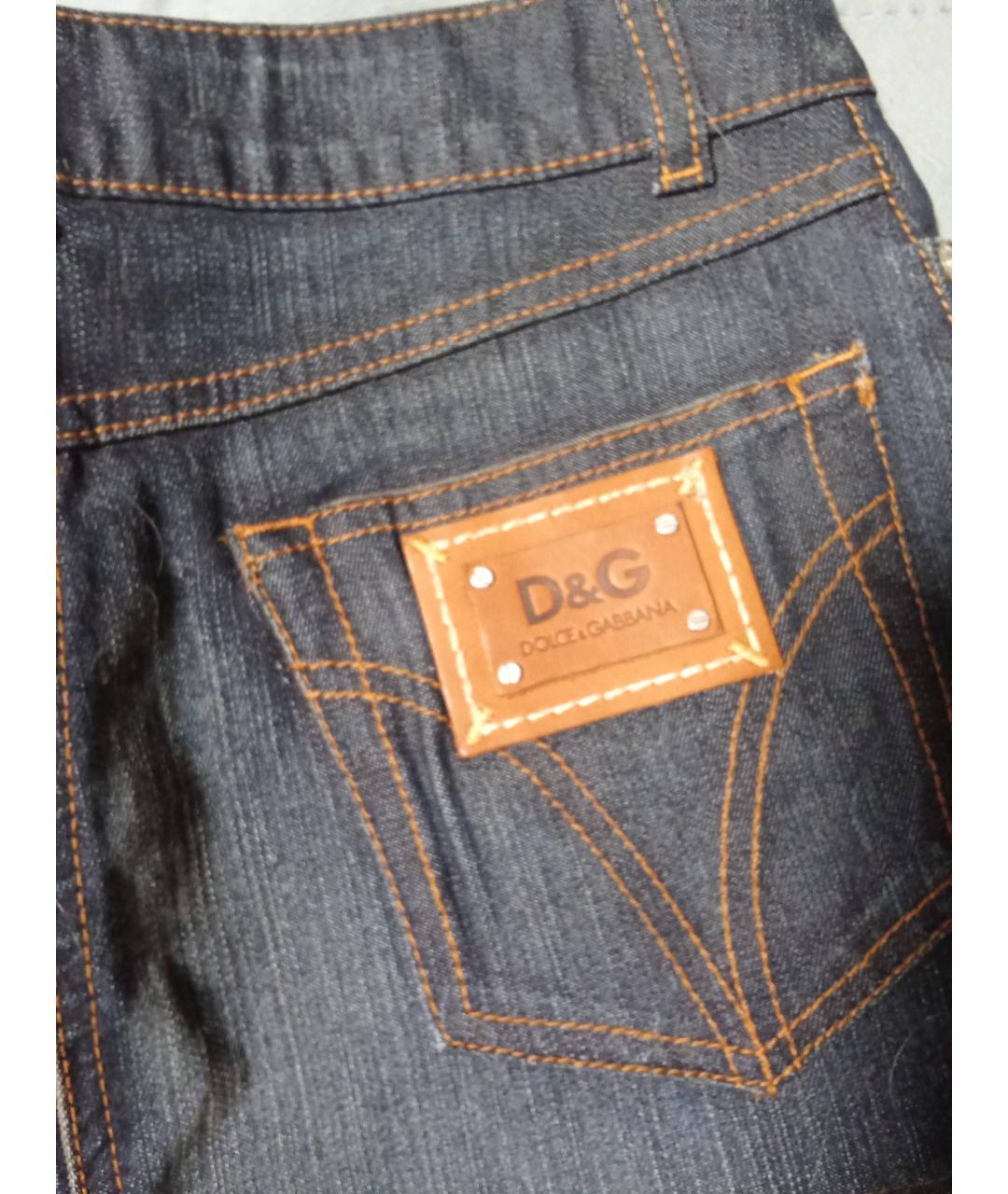 DOLCE&GABBANA Темно-синяя хлопко-эластановая юбка мини, фото 5