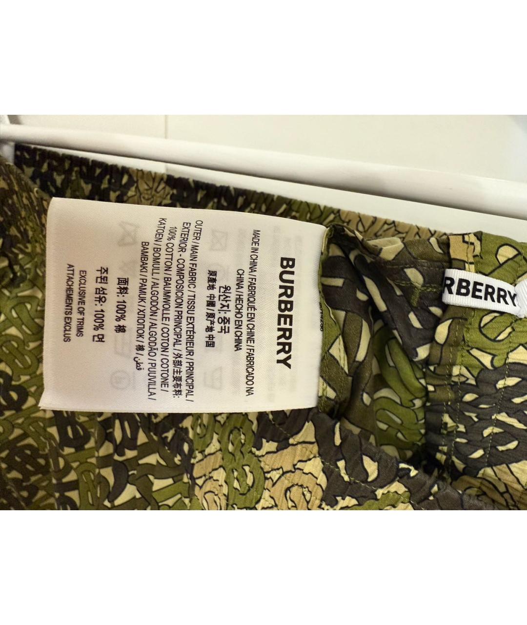 BURBERRY Зеленые хлопковые шорты, фото 3