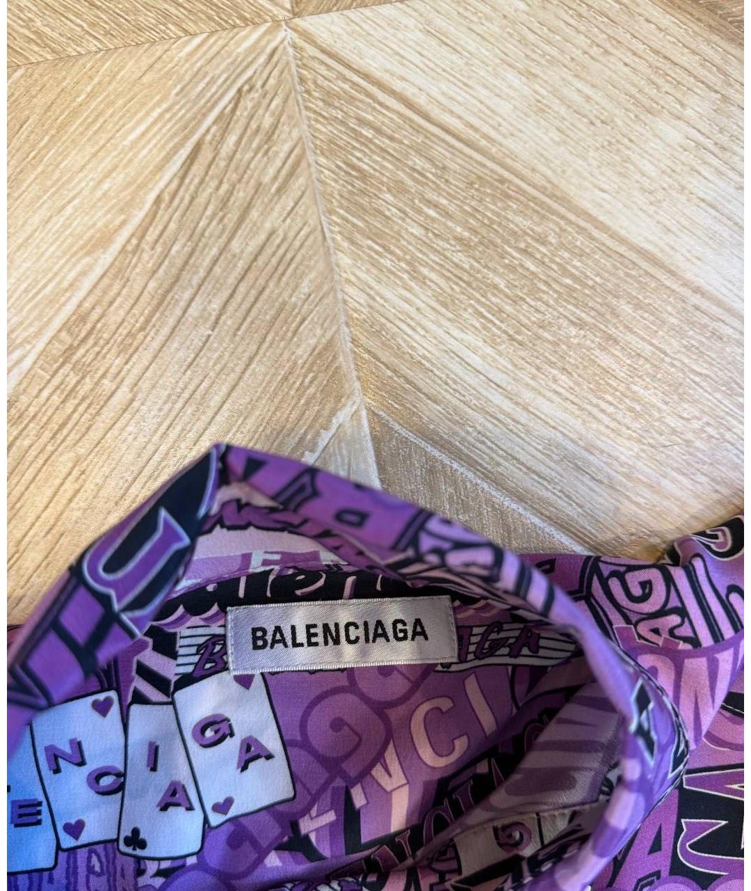 BALENCIAGA Фиолетовый шелковый костюм с брюками, фото 3
