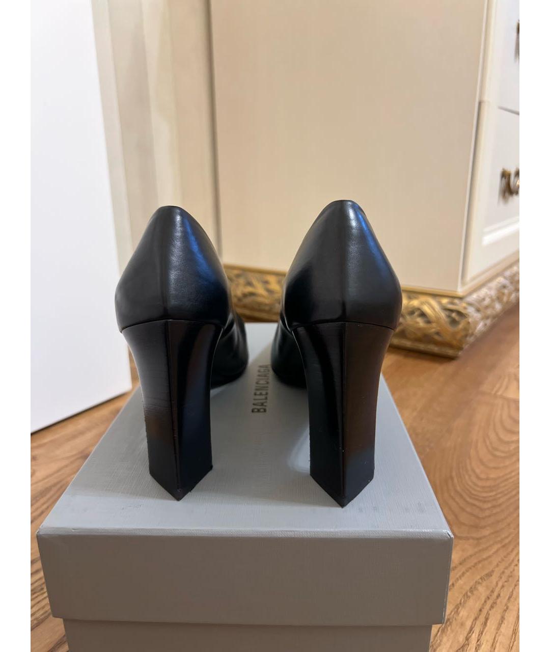 BALENCIAGA Черные кожаные туфли, фото 4
