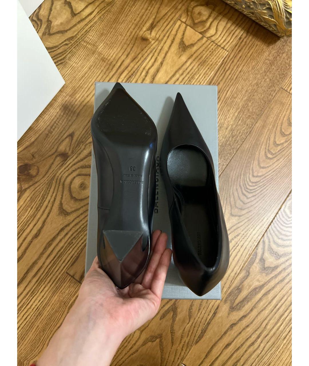 BALENCIAGA Черные кожаные туфли, фото 5