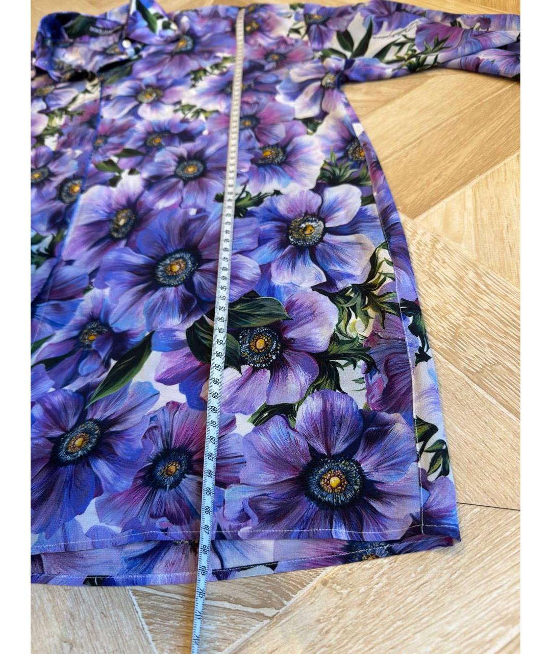 DOLCE&GABBANA Фиолетовый шелковый костюм с брюками, фото 5