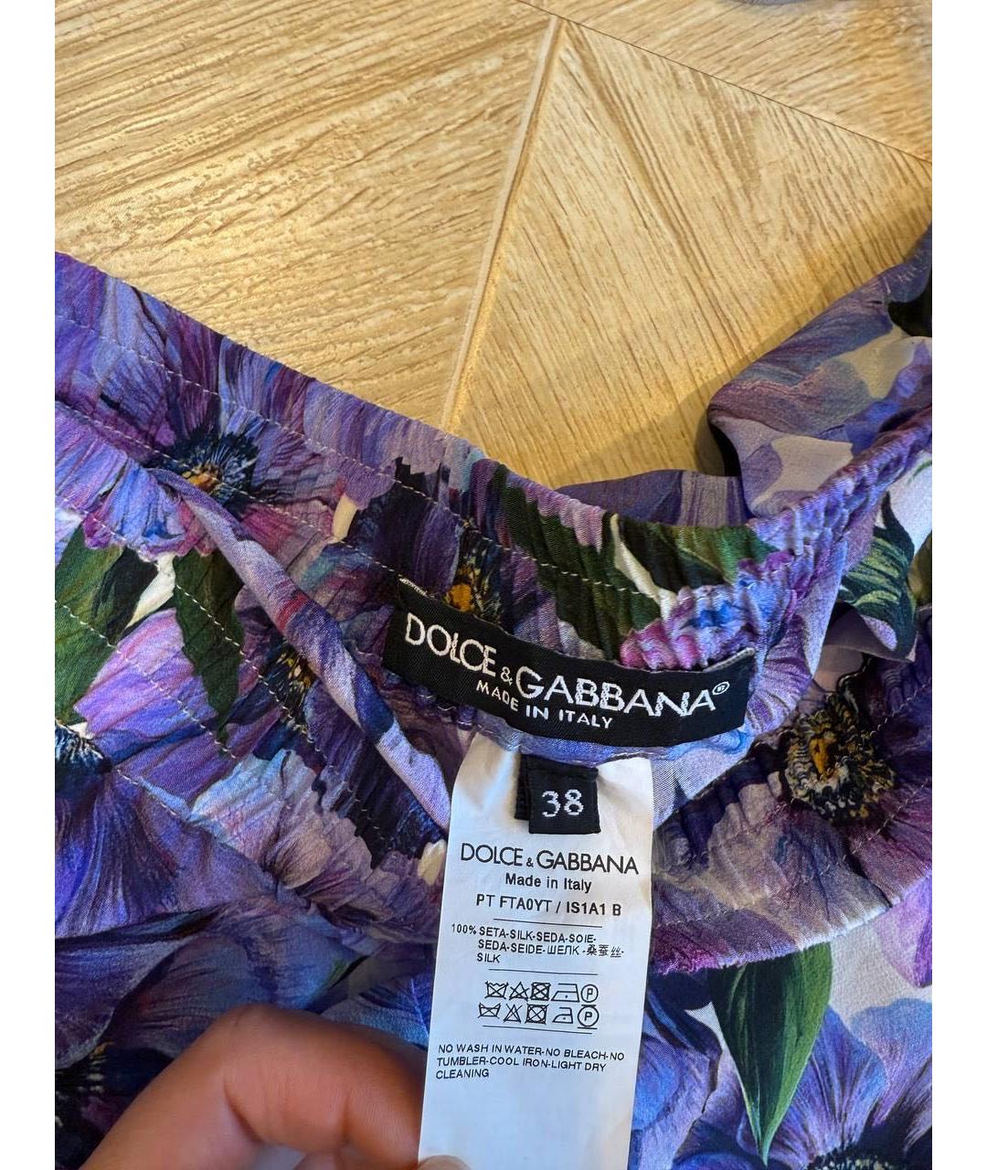 DOLCE&GABBANA Фиолетовый шелковый костюм с брюками, фото 4