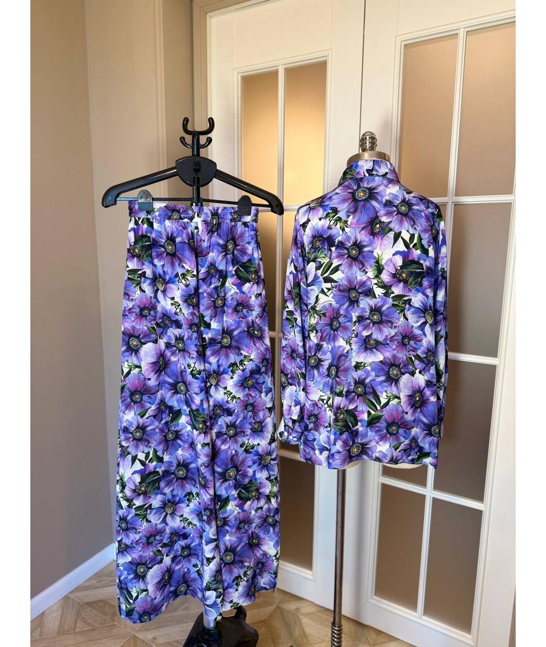 DOLCE&GABBANA Фиолетовый шелковый костюм с брюками, фото 2