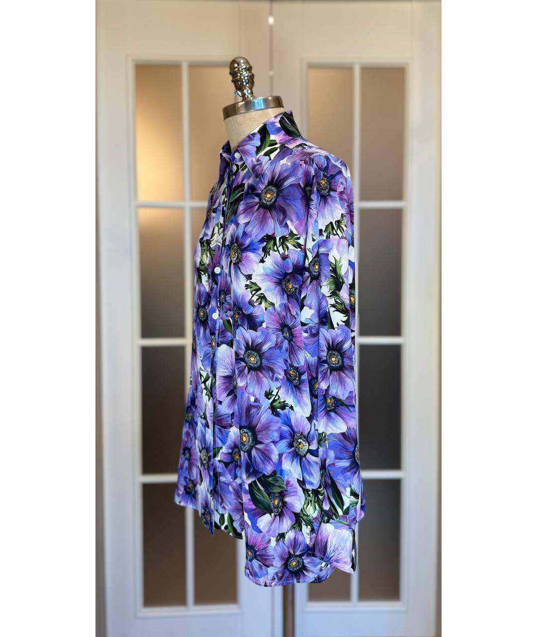 DOLCE&GABBANA Фиолетовый шелковый костюм с брюками, фото 3