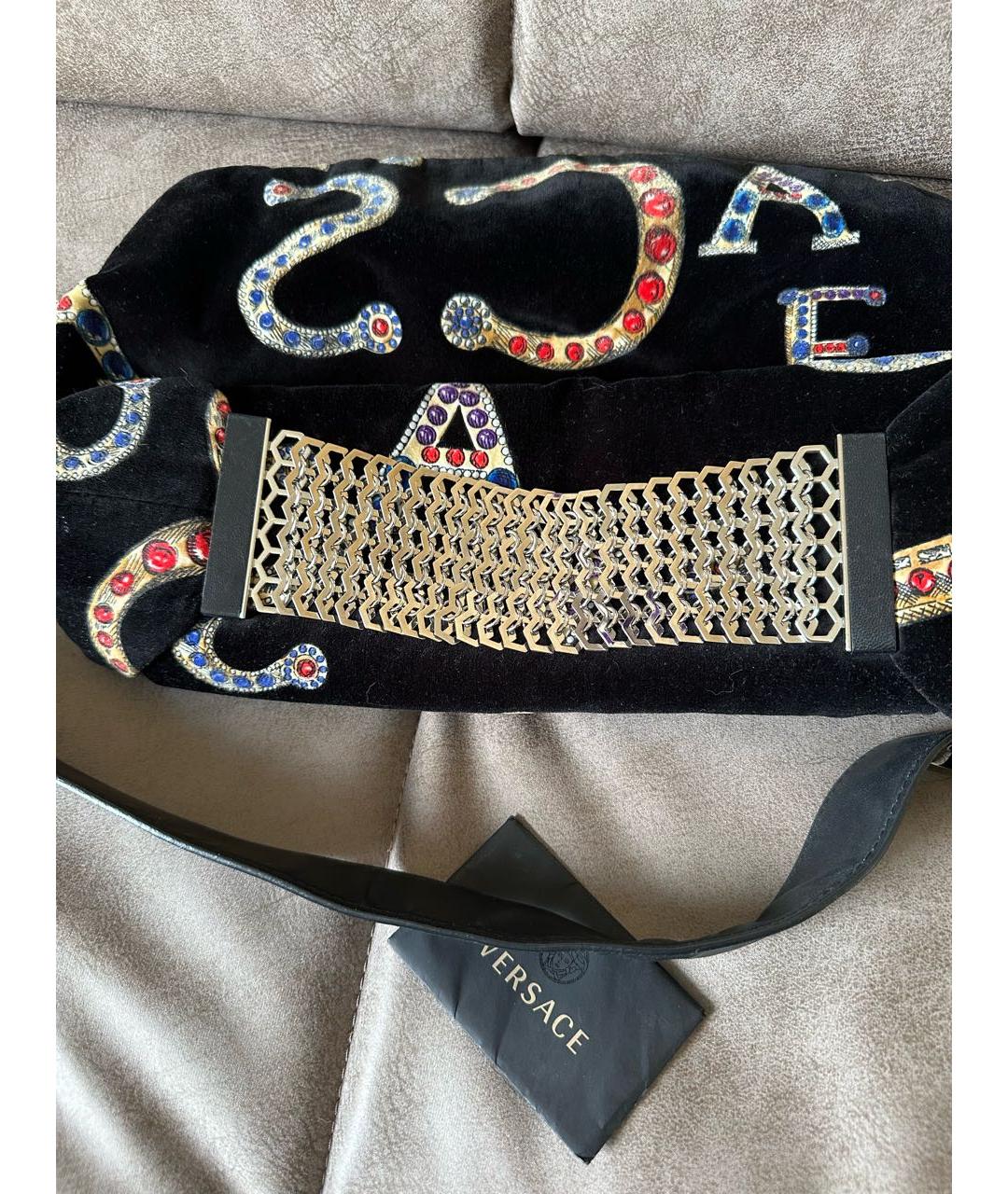 VERSACE Черная бархатная сумка через плечо, фото 6