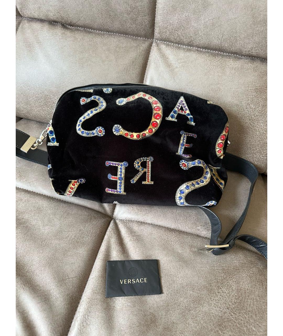 VERSACE Черная бархатная сумка через плечо, фото 2