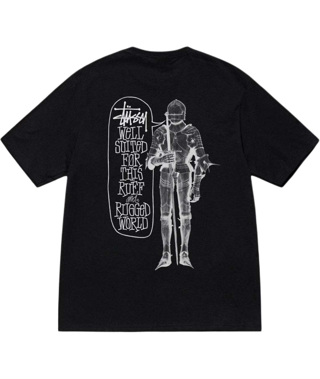 STUSSY Черная хлопковая футболка, фото 2